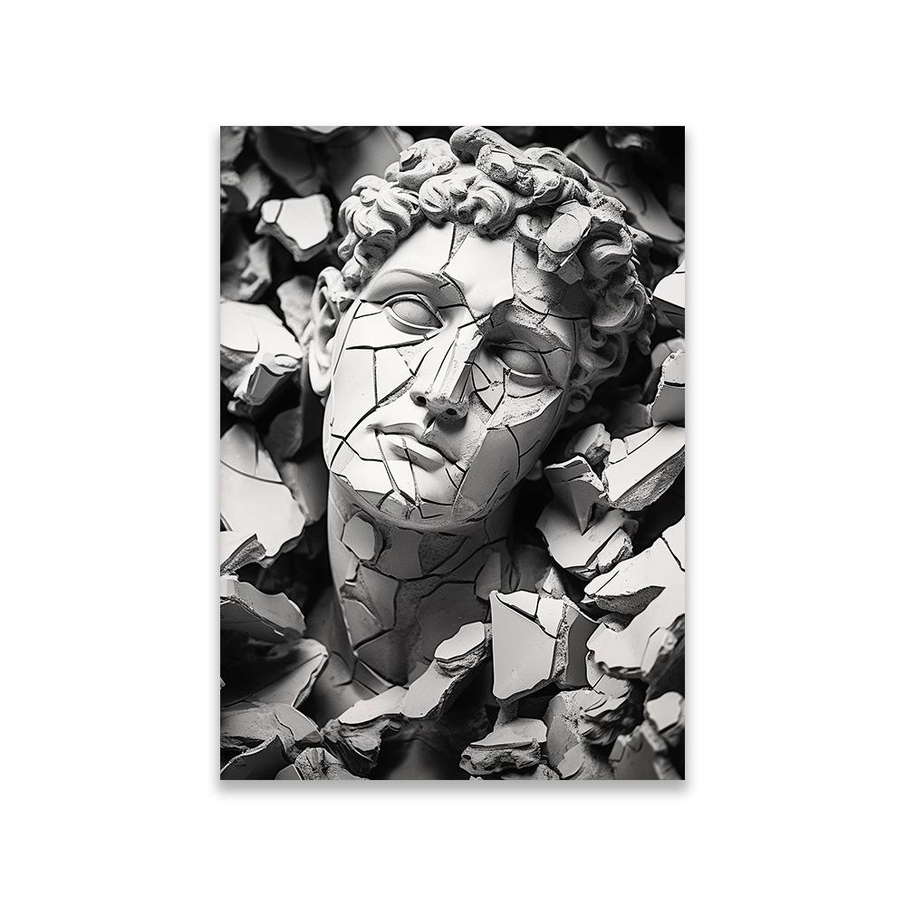 Broken Greek Busts Prints Vintage Greek God Sculpture Canvas Painting Wall Art Prints Poster Greek Culture Wall Art Home Decor 21X30CMNo Framed