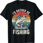 Vintage I d Rather Be Fishing Graphic Bass T-Shirt XL