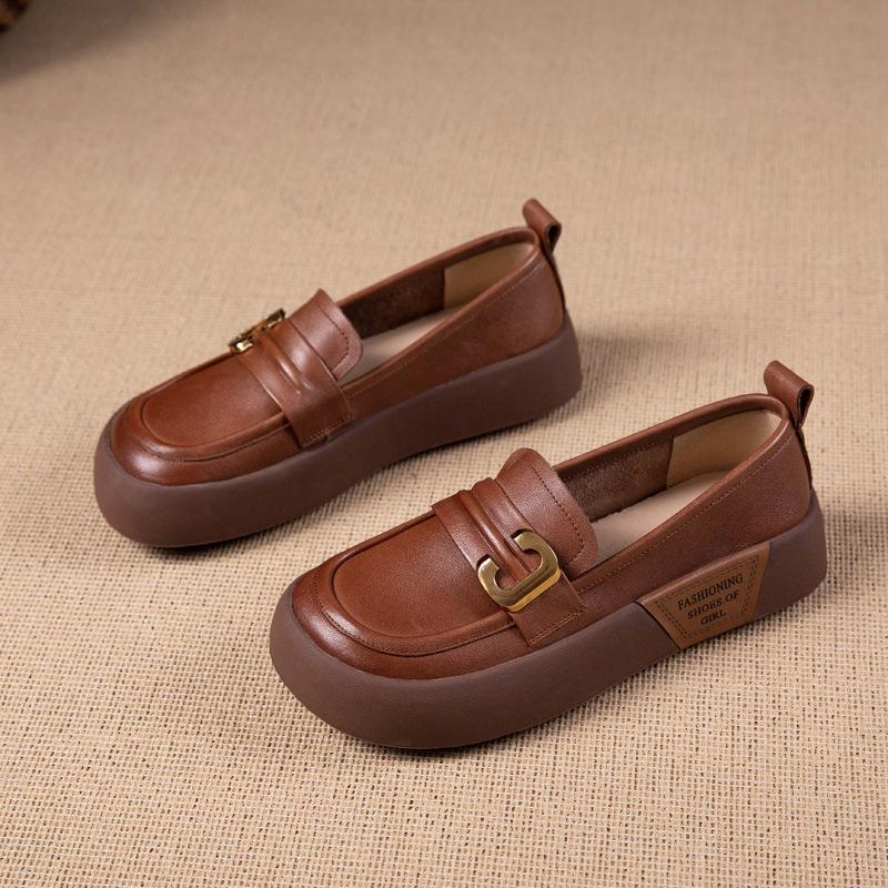 

Женские лоферы из первого слоя коровьей кожи, новые весенне-осенние кожаные броги в британском ретро-стиле, женские туфли 40