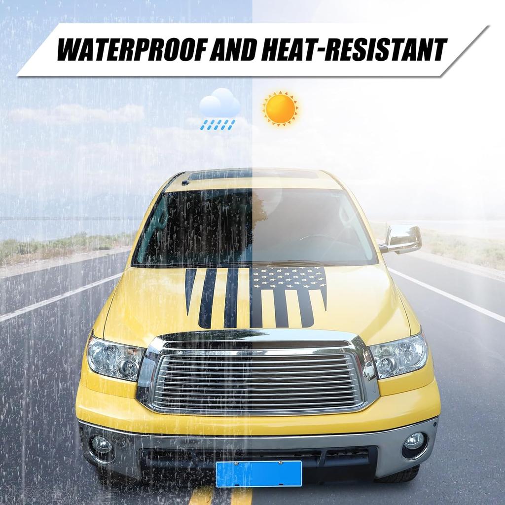Aunginsy Front Hood Panel Decal Sticker Compatible with Toyota Tundra 2007-2013 Car Front Hood Engine Panel Precut Vinyl Decal American Flag Graphic