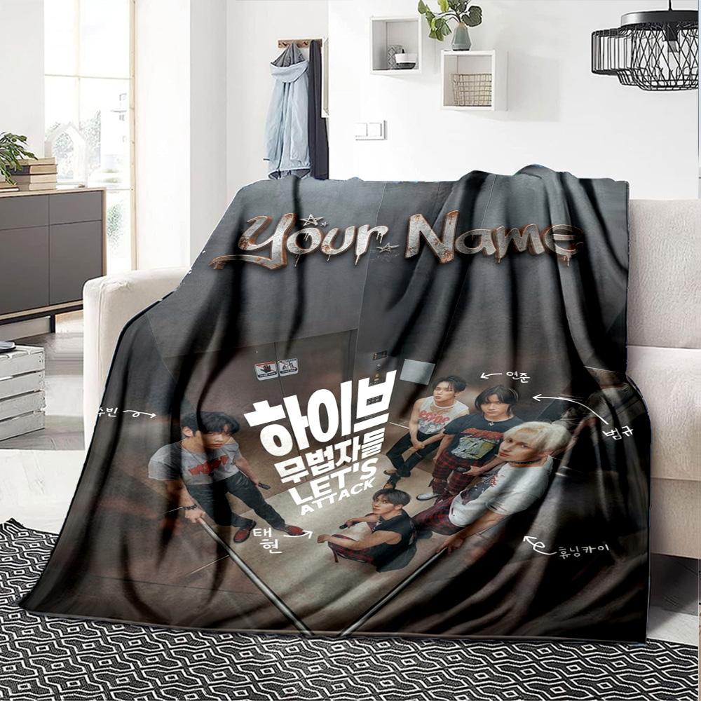 Name Custom TXT Poster Print Flannel Blanket High Quality Warm Comfortable Cover for All Seasons Perfect for Gifts Home Decor