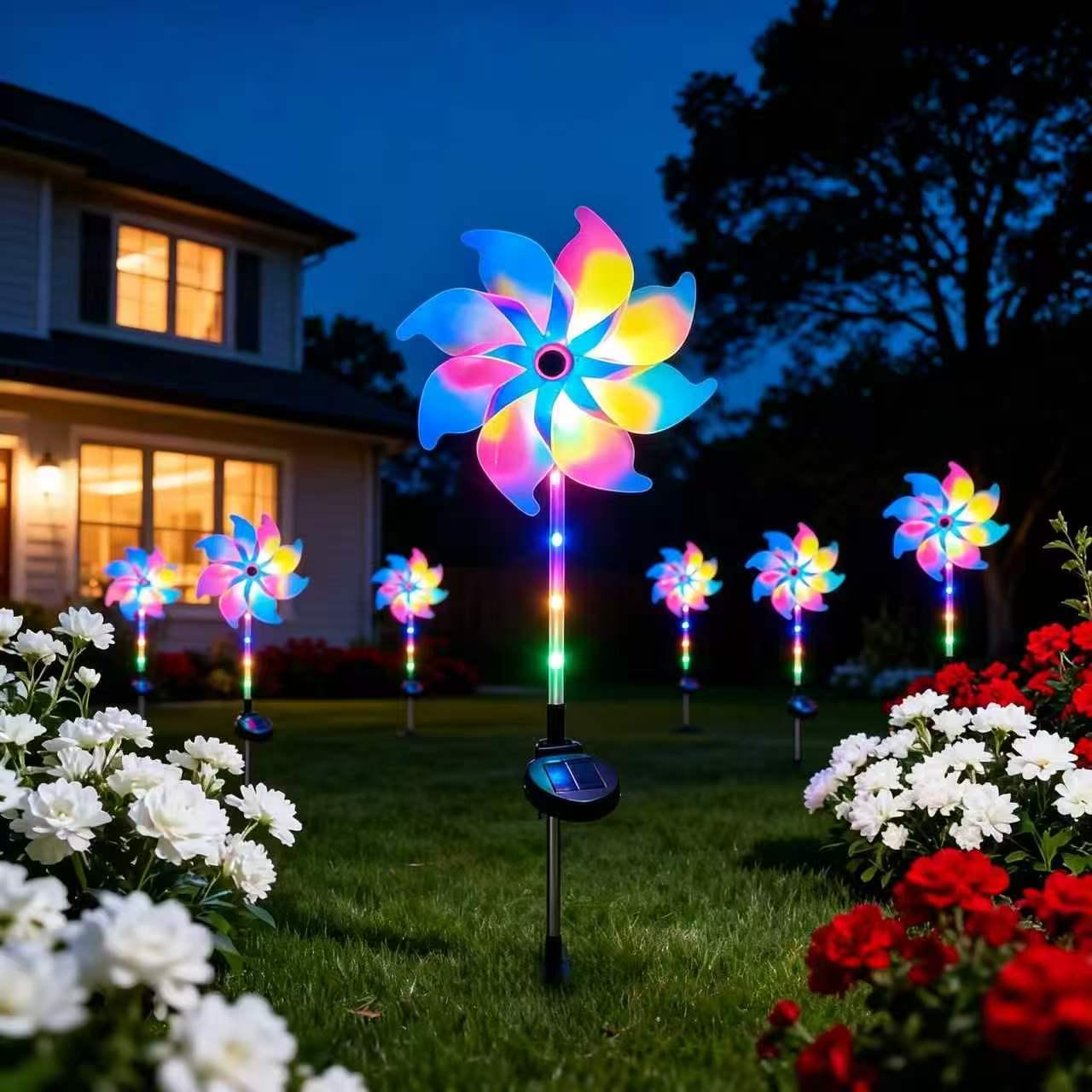Magical Rainbow Solar Pinwheel Lights Solar Ground Spike (OPP Bag)