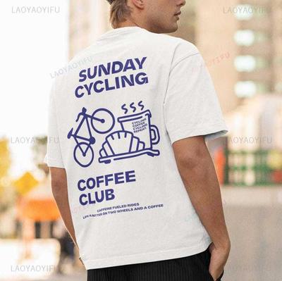 Sonntag Radfahren Kaffee Club Grafik T-Shirts Unisex Frau Mann Sommer Fahrrad Hohe Qualität Baumwolle T-Shirt Klassisch Atmungsaktive Oberteile