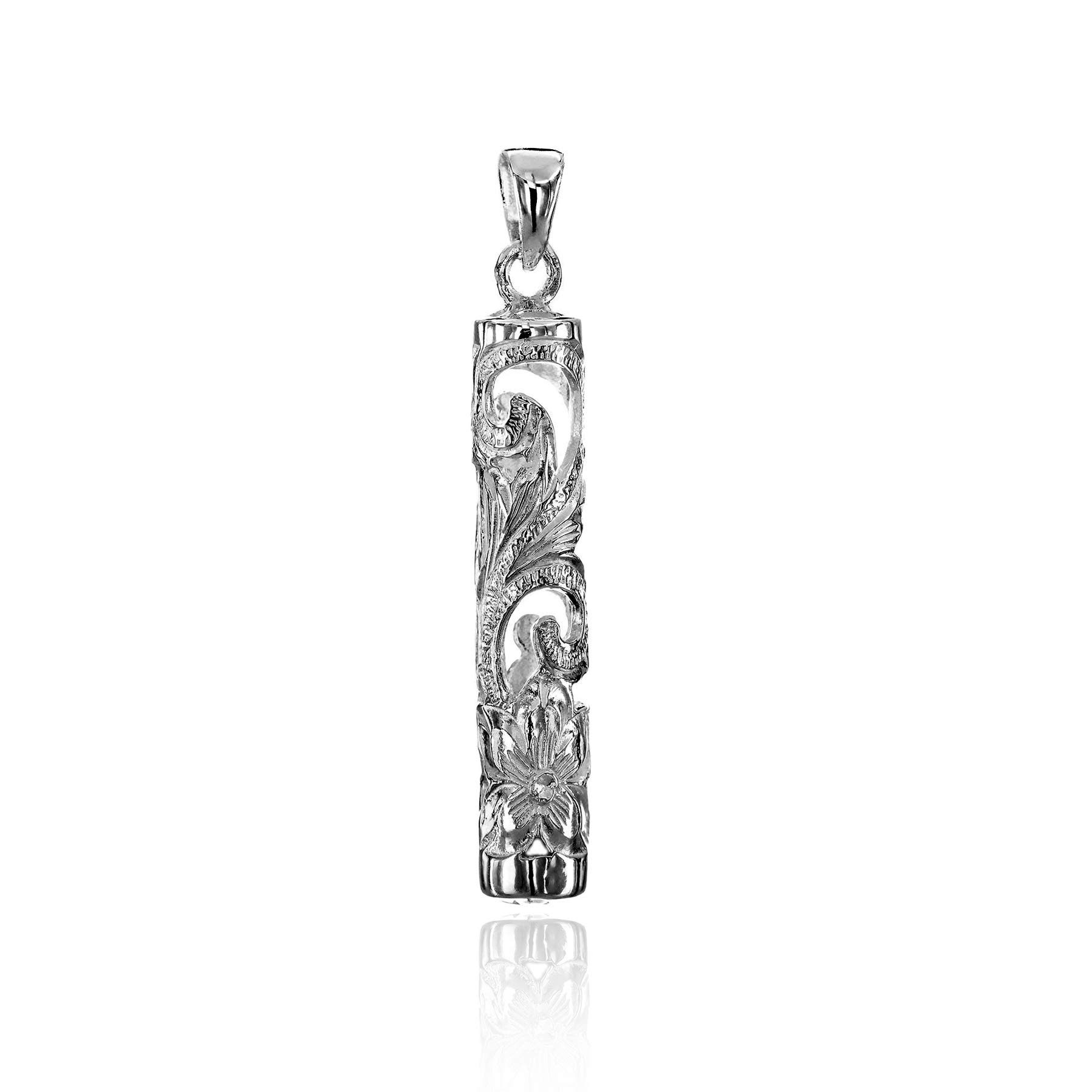

Hawaiian Jewelry Openwork Plumeria Scroll Long Tube Silver Necklace Pendant Silver 925 [Leilani] (No Chain)