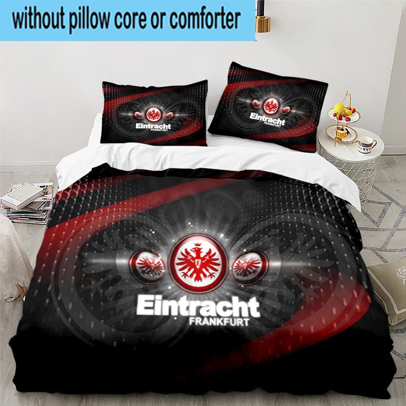 Flaming Heart Frankfurt Emblem 3PCS Bedding set,Ideal for1pc Duvet Cover And 2pcs Pillowcases Perfect for Christmas gift,Ideal for Bedroom, Dormitory