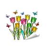 Colorful Spring Floral Window Cling Double-Sided Static Glass Sticker Stained Glass Effect Flowers Butterflies Window Decal for Kitchen Bedroom
