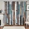 2 Sets of Vintage Artificial Wood Printed Filter Curtains-polyester   Pole Bag Hanging   Home Decoration   Multiple Sizes Available