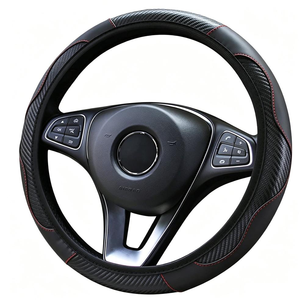 Car Steering Wheel Cover Anti Slip PU Leather Steering Covers Suitable 37-38cm ACarbon Fiber Car Decoratio Car Accessories