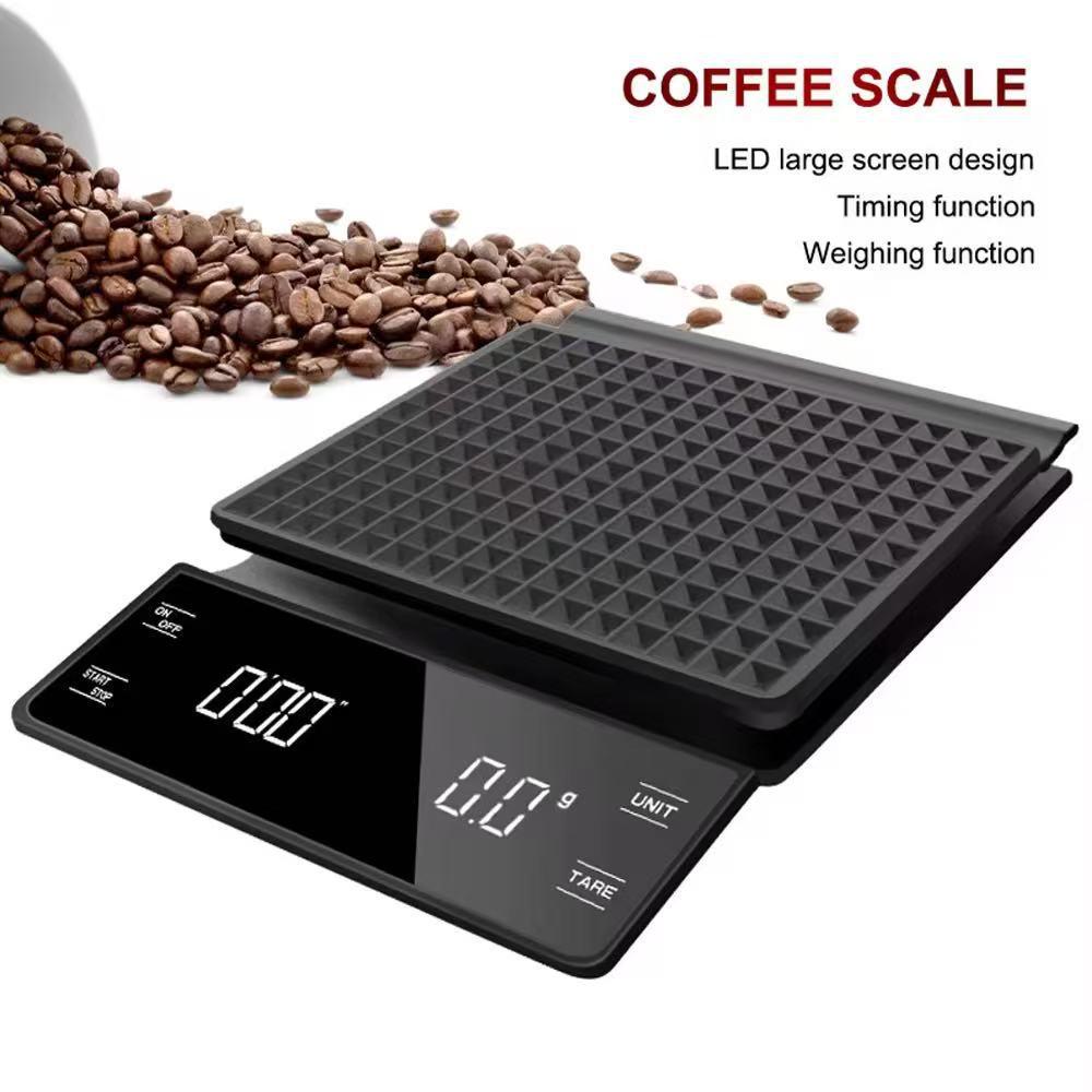 

Pour-Over Coffee Touch Screen Scale - 3KG Light Luxury Portable Timing Weighing Scale 3kg/0.1g Battery-powered чорний