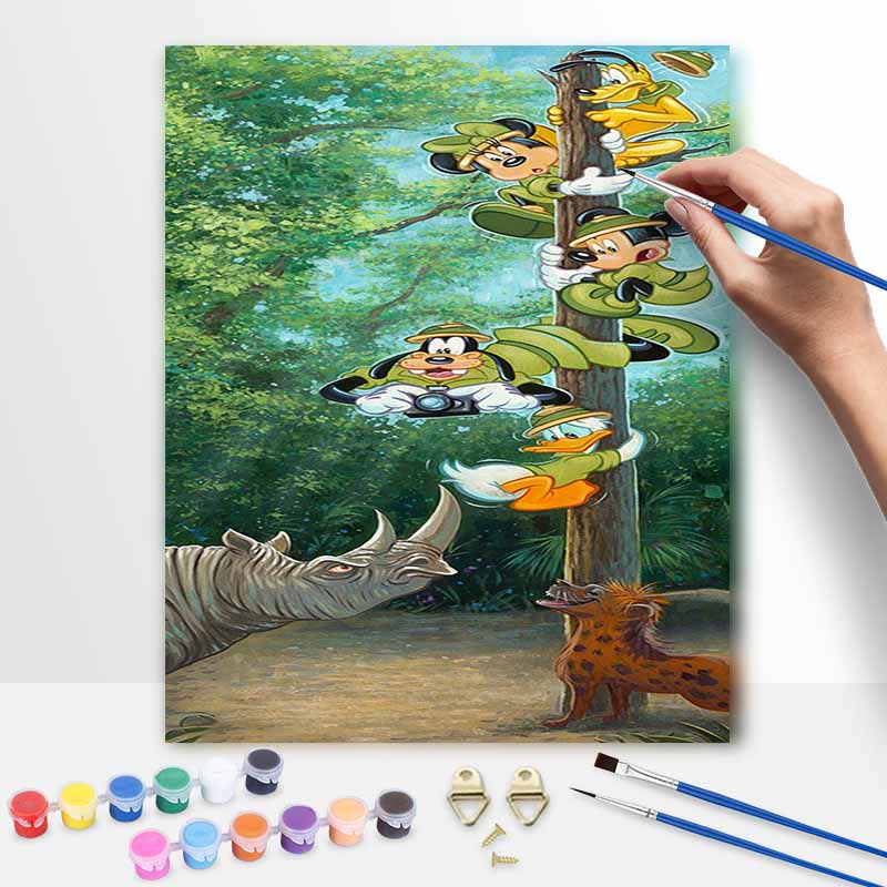 Disney Oil Painting Kit Canvas Safari Adventure DIY Home Decor GiftSet 128 characters. 20x30cm