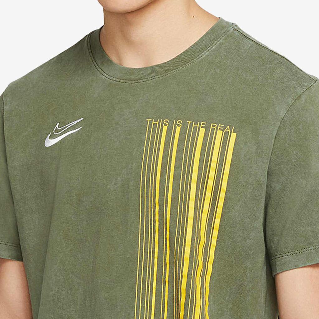 Nike T Shirts Men's Army Green Crew Neck Moderate Straight Fit cd1301-222