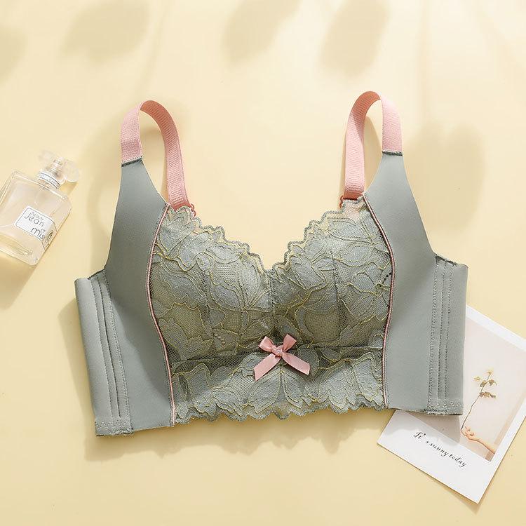Intelligent temperature sense, no steel ring, small chest gathered, large and seamless, upper support, anti-sagging lace bra