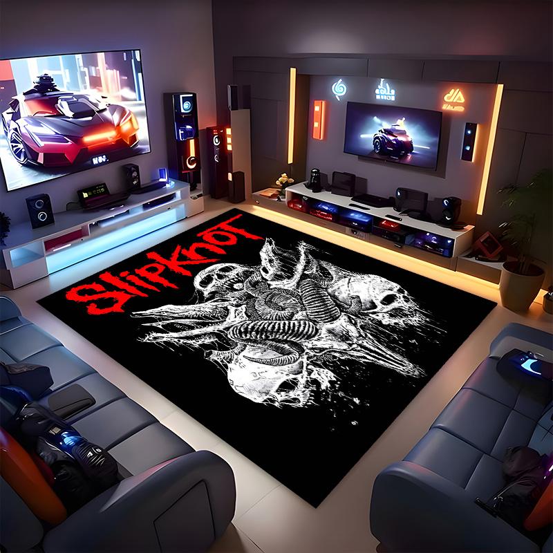 Slipknot Polyester Teppich, Weiche Indoor Matte für Bürostuhl, Wohnzimmer, Schreibtisch - Dekoratives Home Office Teppich Design