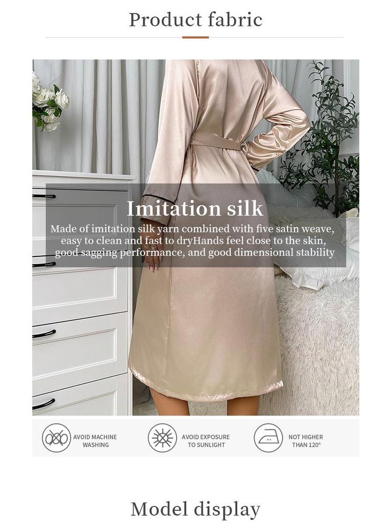 2025 Lightweight Women's Ice Silk Cardigan Robe - Elegant Home Fashion Wear
