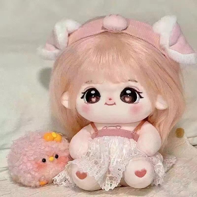 Poupée en Coton Peluche 20cm Avec Tenues Changeables Et Cheveux à Peigner Poupée à Habiller Cadeau de Noël pour Filles Cadeau Présent Figurine de Collection No skeleton