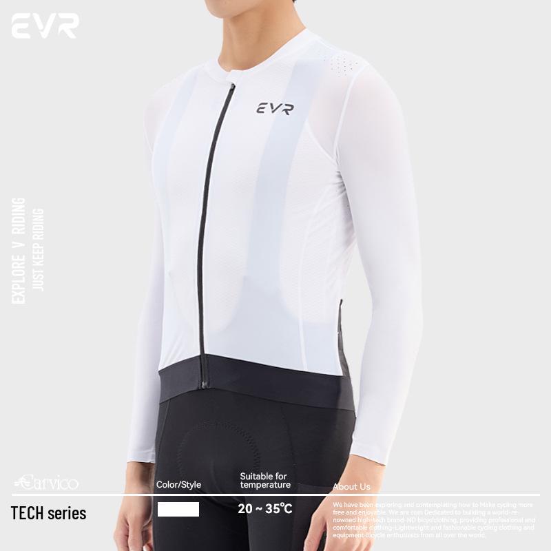 EVR Tech Men's Long Sleeve Cycling Jersey - Moisture-Wicking, UV Protection, Spring/Summer Road Bike Top