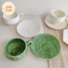 Lotus Leaf Relief Porcelain Cup&saucer Water Mugs Classical Relief Coffee Mug Dining Table Afternoon Tea Teacup Fruits Juice Cup