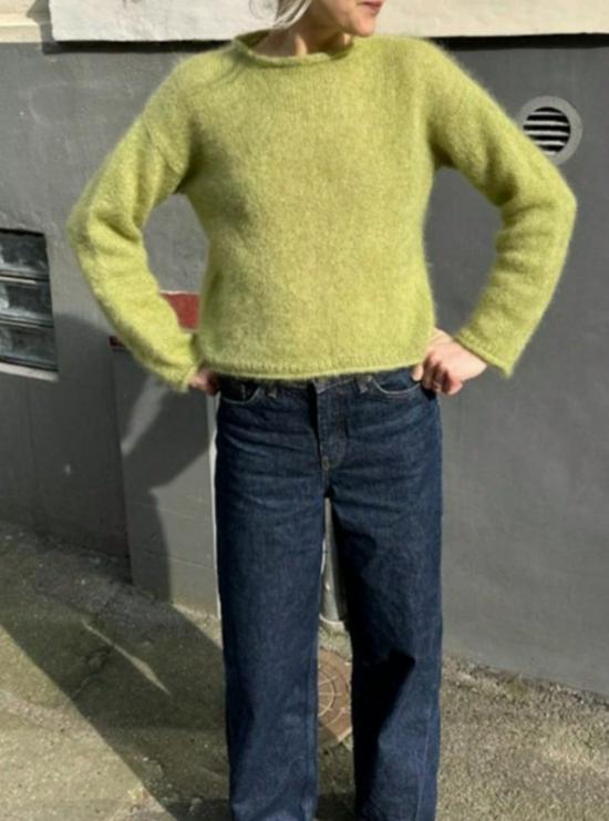 Korean Style Mohair Loose Sweater - Autumn/Winter Round Neck Rolled Hem Pullover for Women