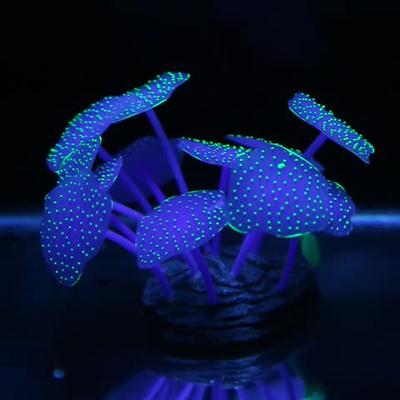 Colorful Silicone Simulation Coral  Ornaments Realistic Mushroom Shape Aquarium Fishbowl Glowing