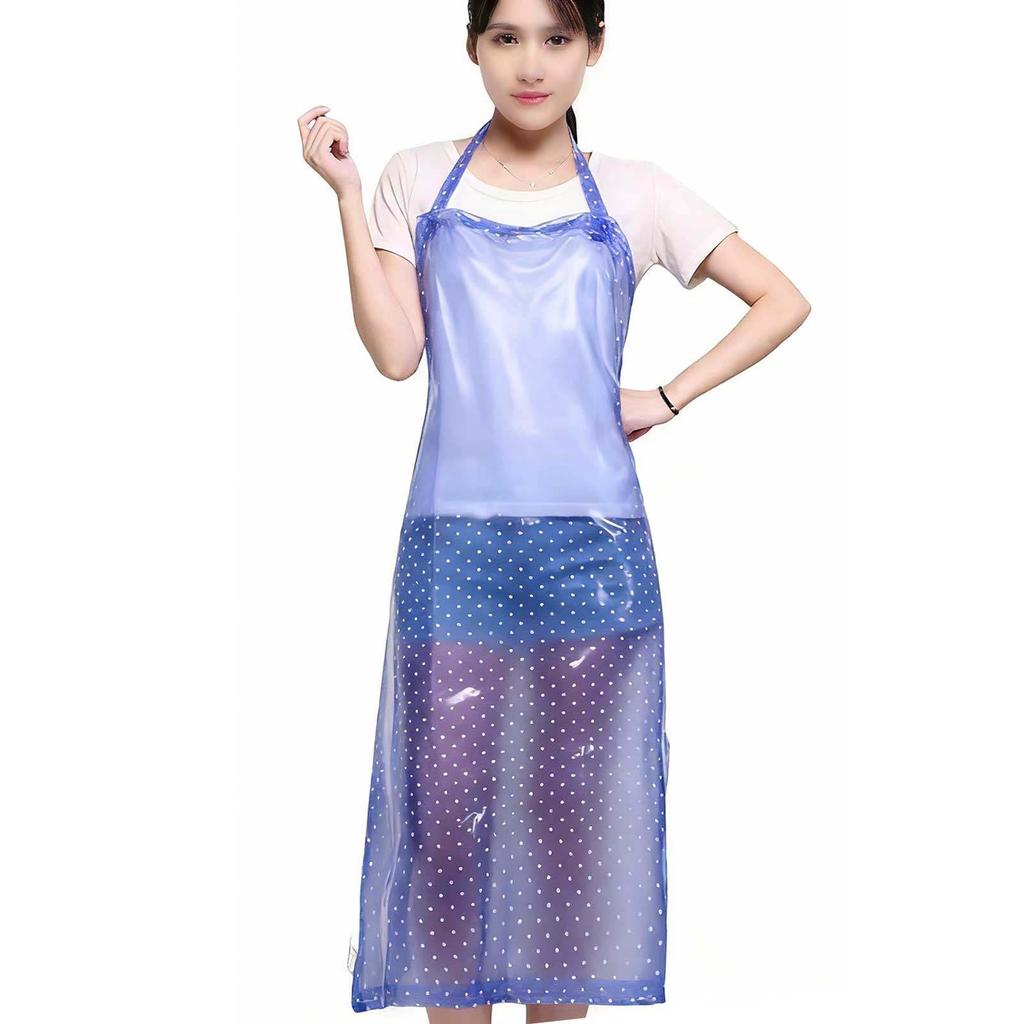 1Pcs Transparent Oilproof Apron Waterproof Sleeveless PVC Apron Kitchen Cooking Commercial Cleaning Restaurant Blue