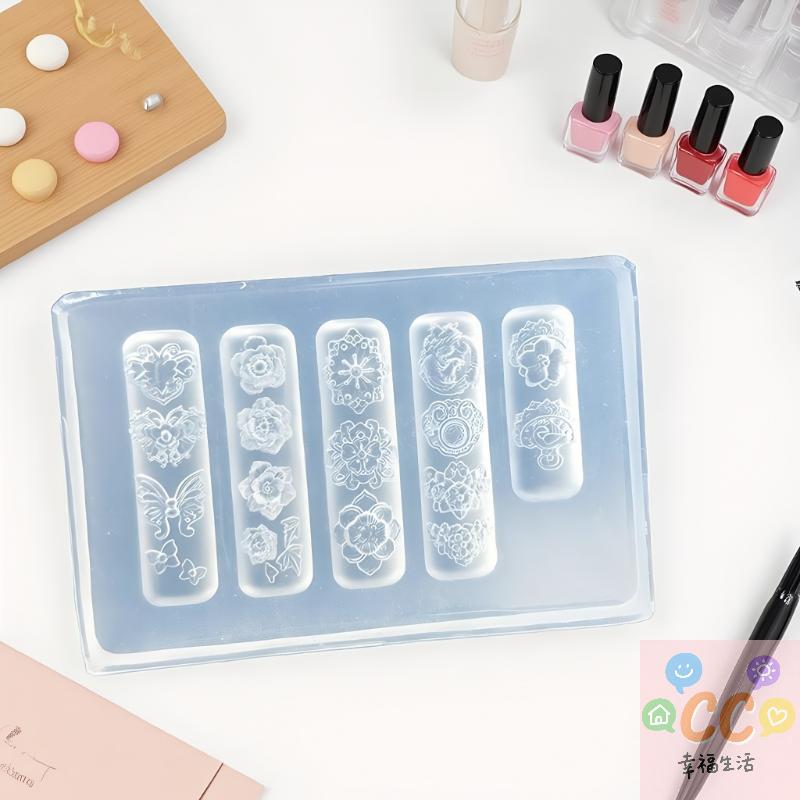 3D Nagelkunst-Form mit Blume, Pfau, echtem chinesischen Stil - Klares Silikon, perfekt für DIY-Maniküre