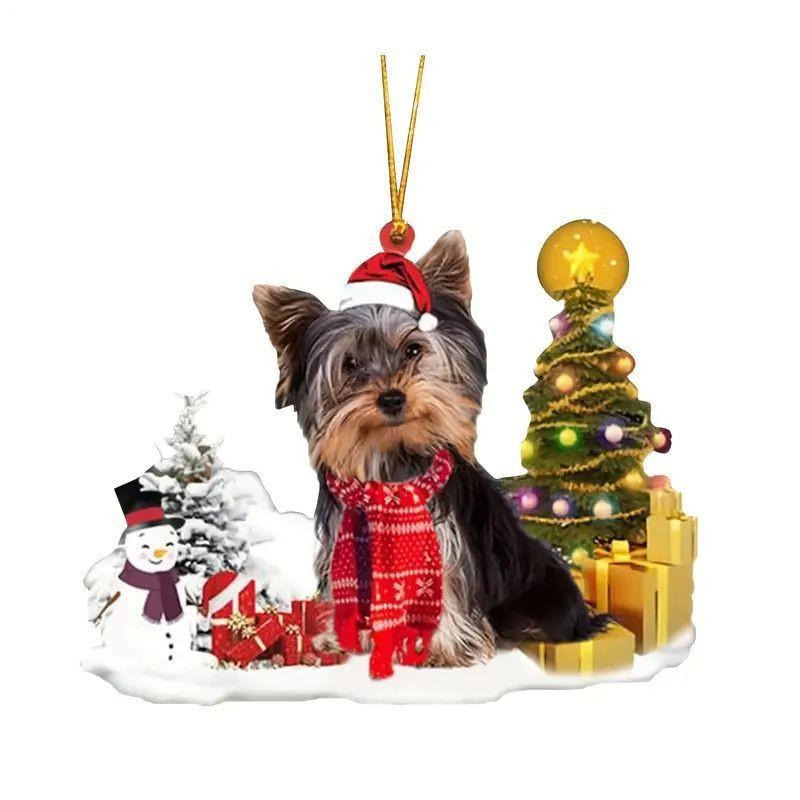 Acrylic Christmas Colorful Tree Dog Car Accessories For Adorable Holiday Decoration