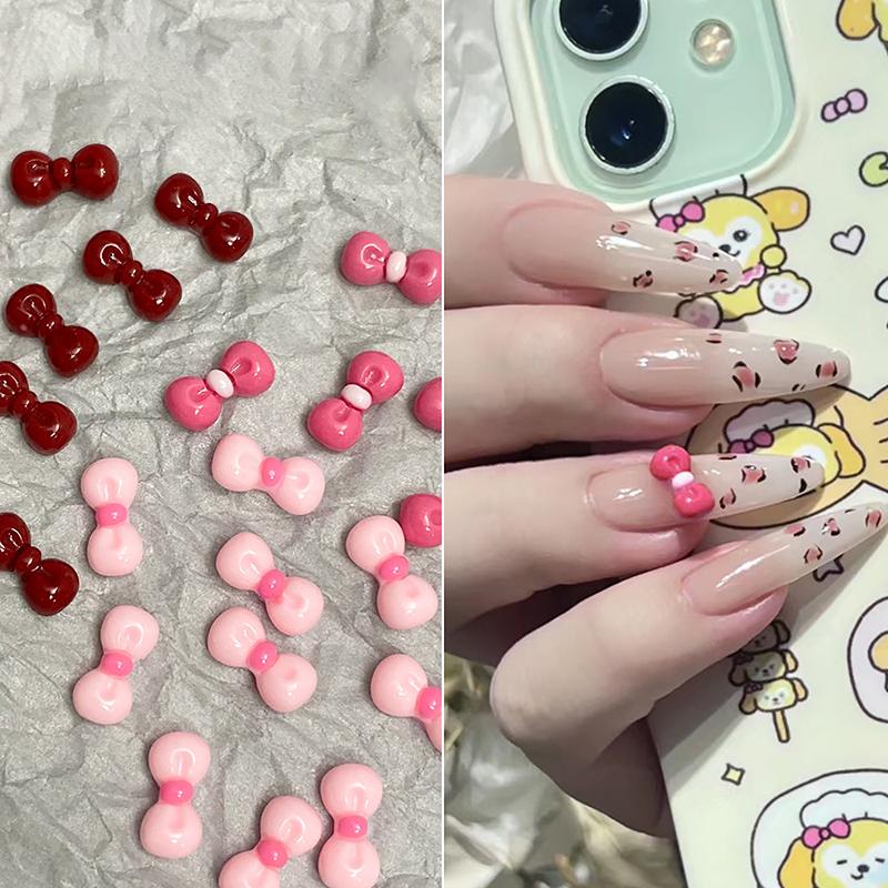 60/90/120 Pcs Resin Bow Nail Art Accessories Kawaii Girl Anime Cartoon Nails Assembly Diy Beauty Manicure Decor