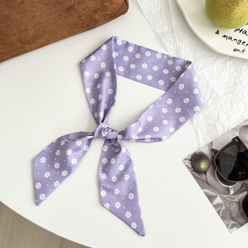 Purple long silk scarf, new polka dot scarf, headscarf tied hair band, bag tied streamer, decorative small scarf, belt.