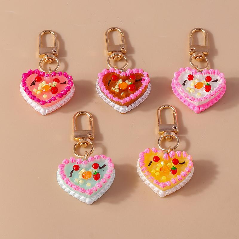 Lovely 3D Simulated Fruit Cake Keychain Food Keyring Pendants for Women Girls Handbag Decor DIY Kid's Jewelry Gifts