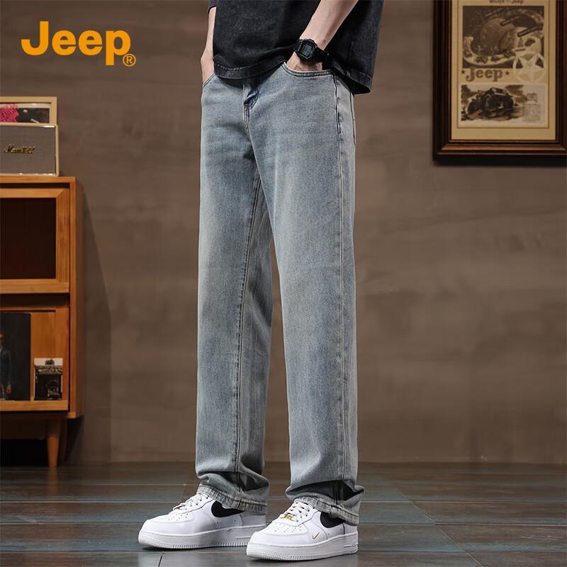 Jeep Men's American Style Relaxed Straight Fit Elastic Jeans