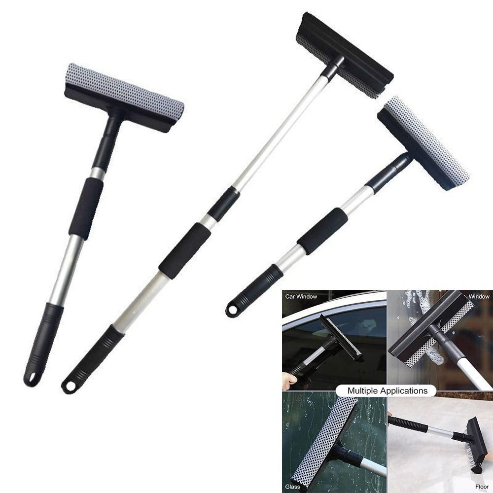 Double-Sided Glass Squeegee Extendable Handle Window Cleaning Wiper Portable Glass Brush Cleaner