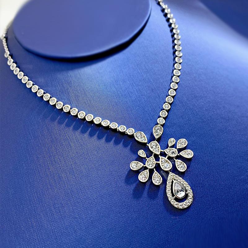 Vintage Queen Crown Lab Diamond Jewelry Set 925 Sterling Silver Engagement Wedding Rings Necklace For Women Bridal Promise Gift