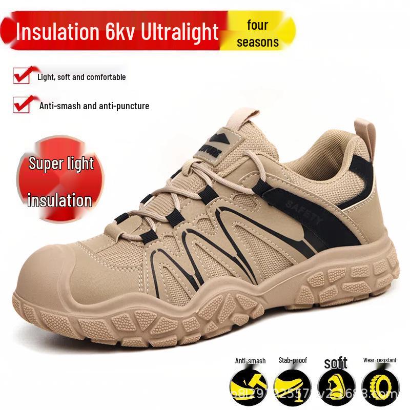 Men's Summer Breathable Steel Toe Work Shoes - Anti-Smash, Anti-Puncture, Insulated Safety Footwear for Construction.