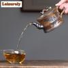 430ml Handmade Yixing Purple Clay Teapots Handmade Bamboo Pot Raw Ore Wood-fired Porcelain Mud Kettle With Filter Zisha Tea Set