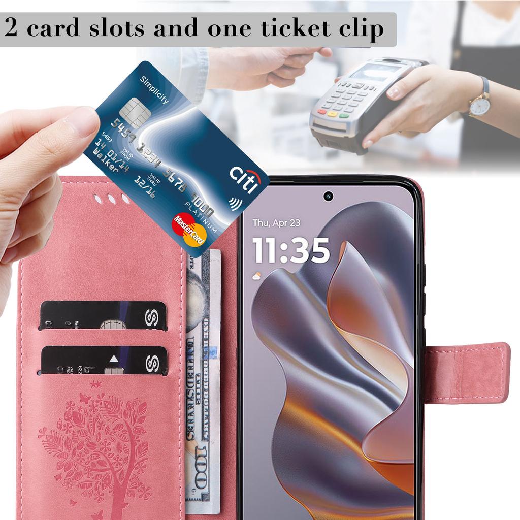 For Motorola Edge 50 Neo 5G/Moto S50 5G/Thinkphone 25 5G Phone Case with Stand Cat Tree Pattern Leather Wallet Mobile Cover