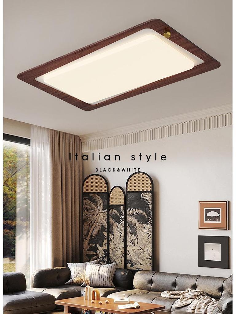 Chinese Style Retro Walnut Ceiling Light - Full Spectrum Eye Protection for Living Room & Study