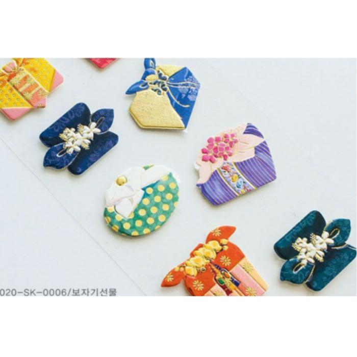 Korean Traditional Fan & Bojagi Gift Stickers – 5 Sheets