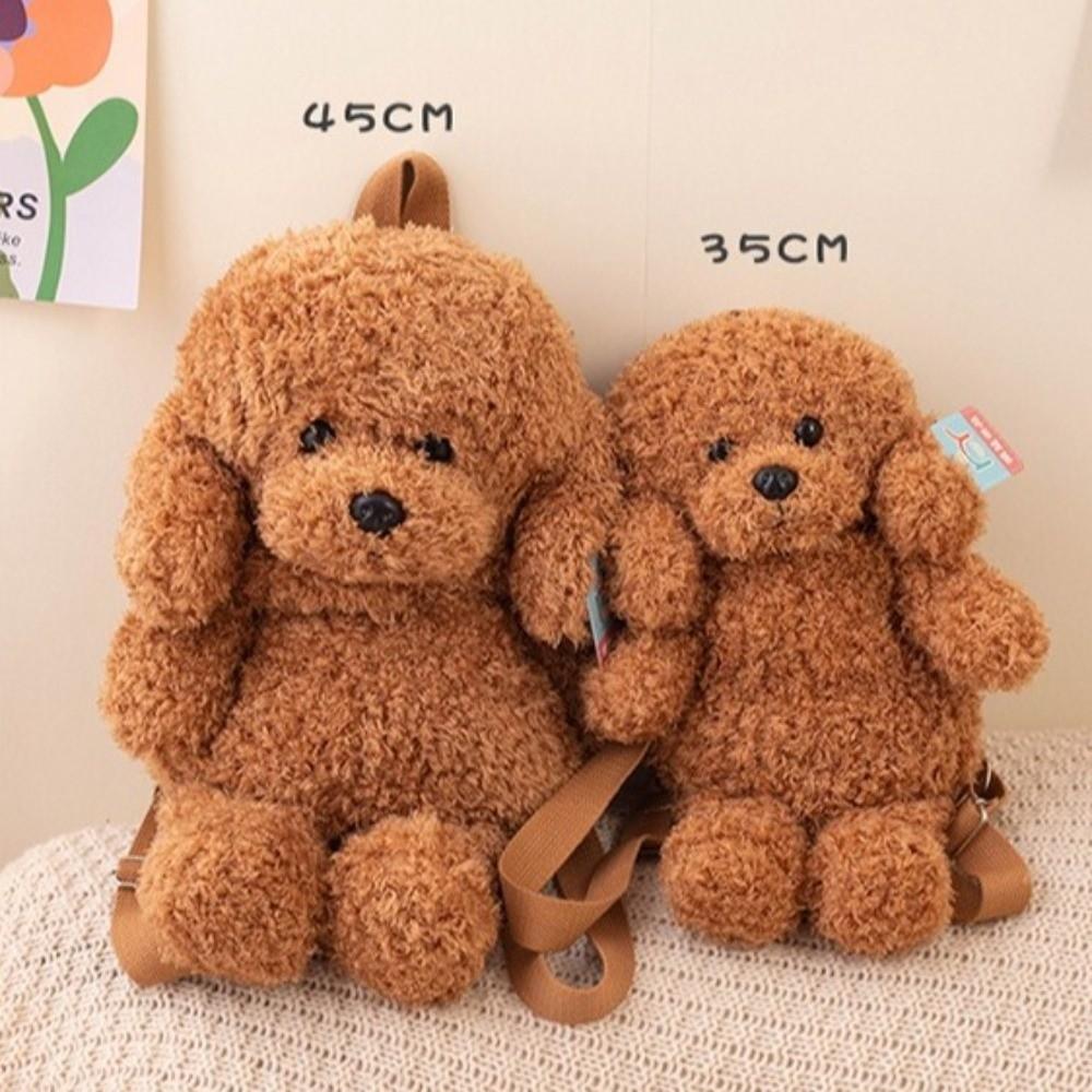 New Plush Teddy Dog Backpacks Kawaii Brown Khaki Student Schoolbags Cute Animals Poodle Shape Shoulders Bag Girls Fashion