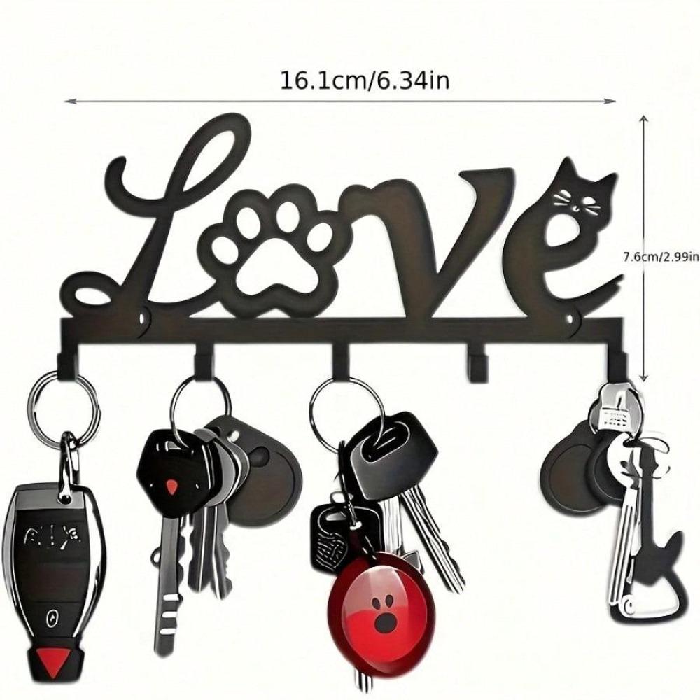Cat Paw Key Holder Wall Mounted Organizer Durable Metal Space Saving Gift for Cat Lovers TY9605