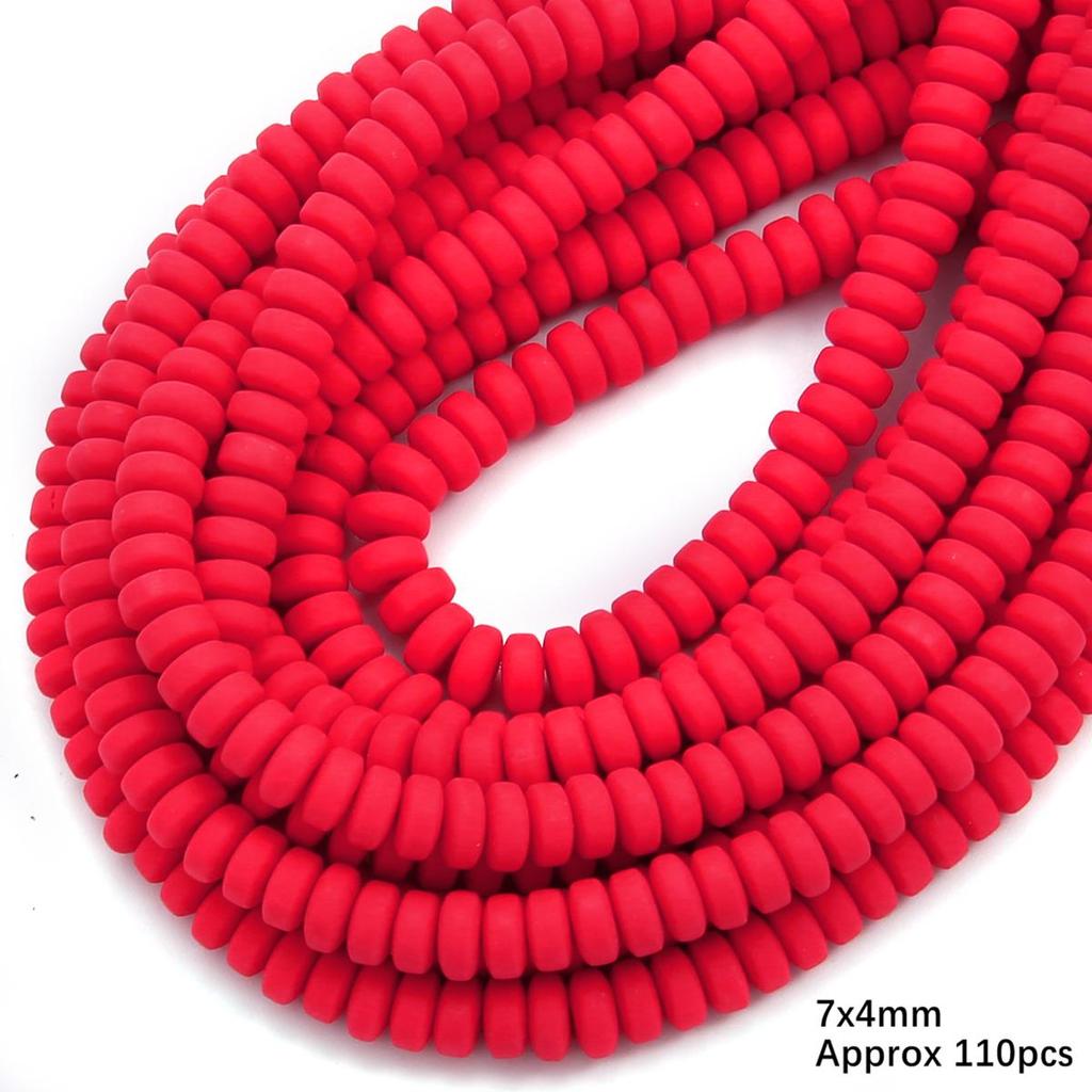 110pcs 7x4mm Flat Round Polymer Resin Clay Disk Handmade Beads For DIY Jewelry Making