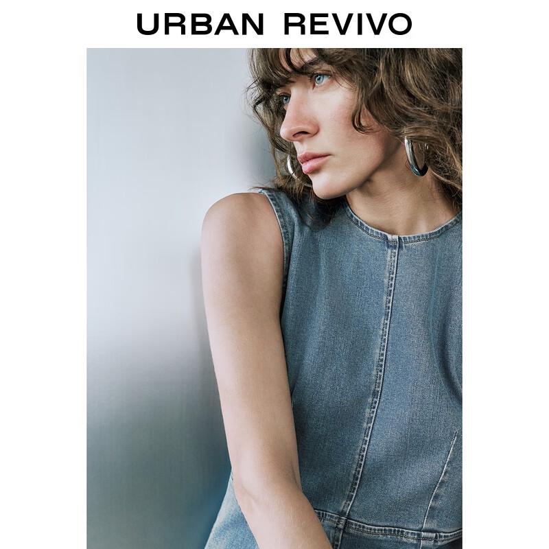 UR Women's Retro Back Slit Sleeveless Denim Dress