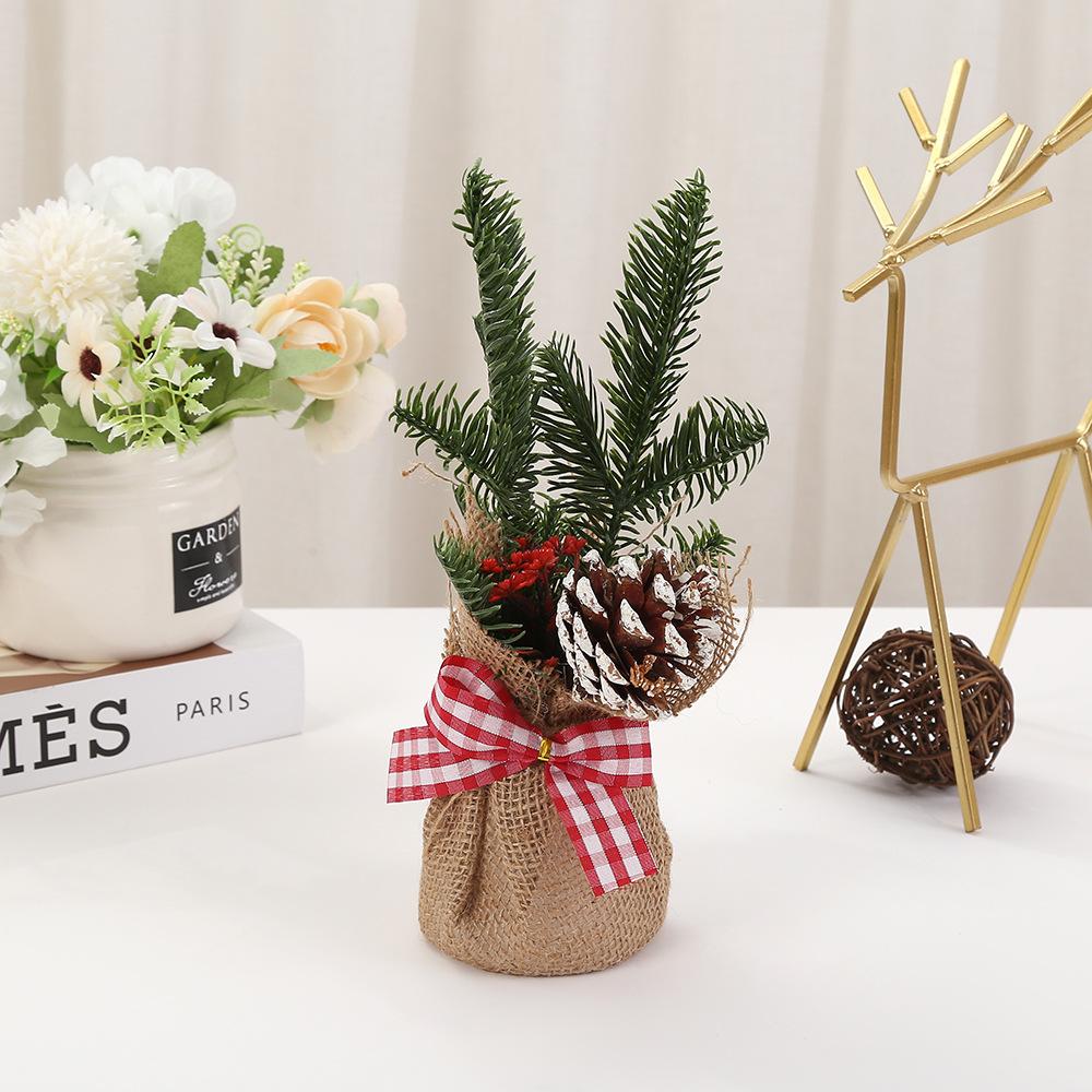 1 buc. decorațiune de masă de Crăciun con de pin fructe de pădure coș de Crăciun ghiveci de flori din in de Crăciun decorațiune accesorii pentru amenajarea scenei de acasă