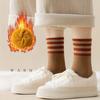 10 Doppelte Herbst Winter Damen Dicke Mittelhohe Socken Bequem Warm Modisch Gestreift Lässig Frottee-Schleifensocken