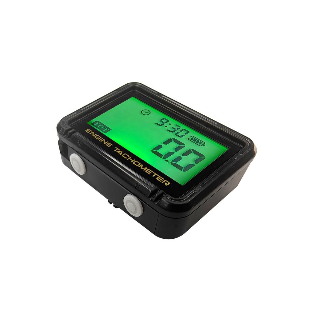 with Alligator Clip Digital Motorcycle Tachometer Time Meter Inductive Gasoline Engine Tach Hour Meter Max Rpm Alert Waterproof