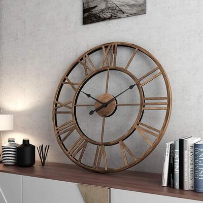 Metall Analog Väggklocka Dekor Konst Skulptur för Hem Kontor Vardagsrum Sovrum Restaurang Café'(18 tum/ 45 cm),Brun