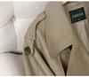 Women's Gray Mid-Length Trench Coat - 2025 Spring Autumn, Korean Petite Design, British Style