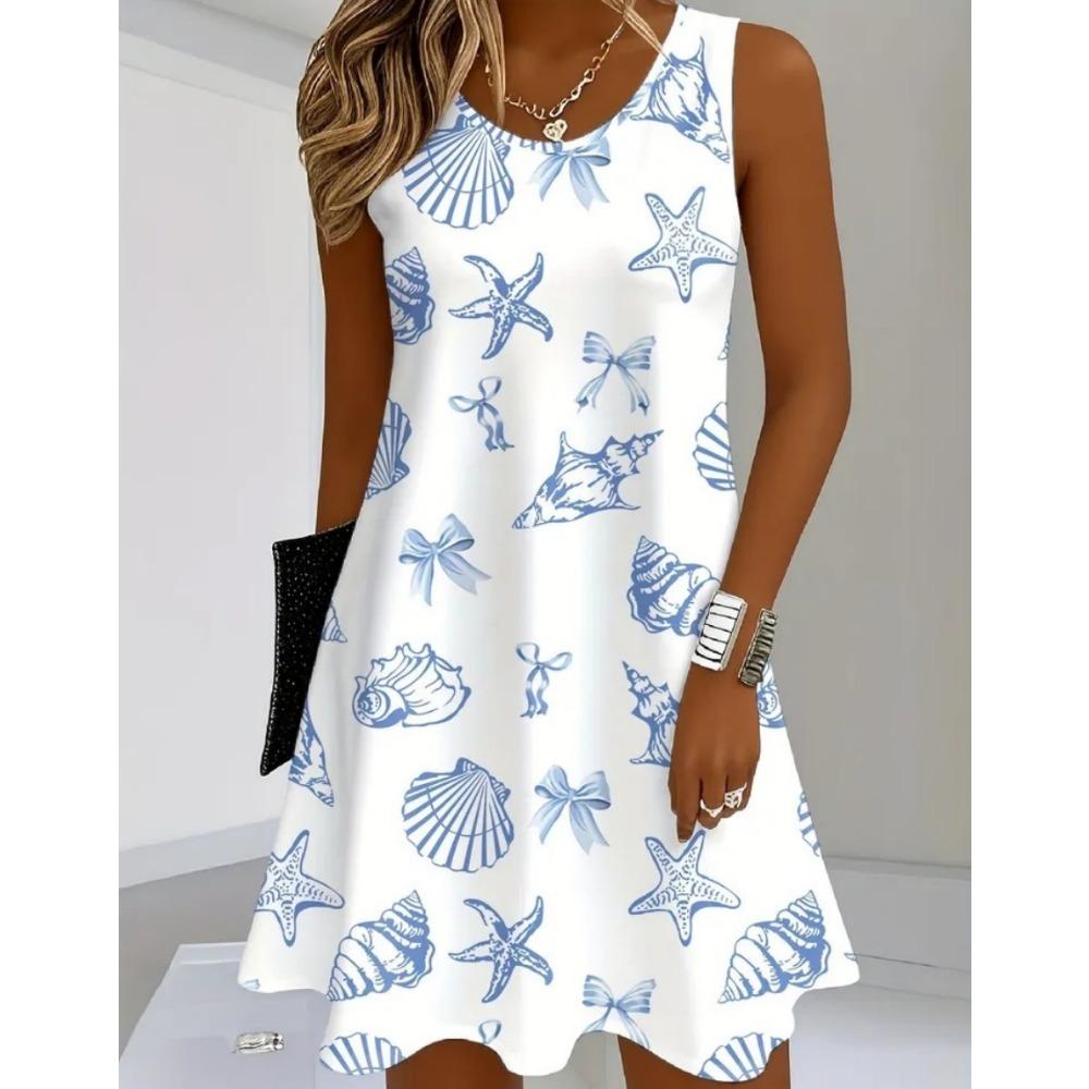 Summer Hawaii Scenery 3D Print Beach Dresses Women Loose Party Dress Sleeveless Sundress Casual Flower Tank Short Dresses 2025