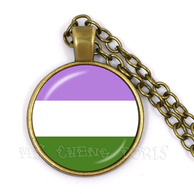 

LGBT Necklace Bi Pride 25mm Glass Dome Pendant Necklace Gay Pride Rainbow Flag Photo Glass Cabochon Jewelry For Women Men lover