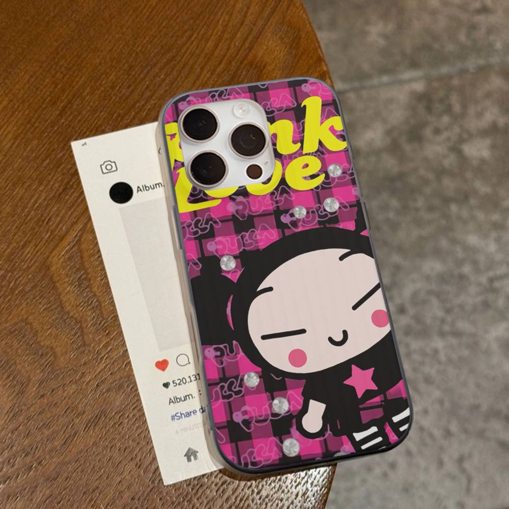 Animation Pucca Cate Phone Case For IPhone 17 16 15 14 13 12 11 Pro Max Plus Corrugated Bumper Back Cover Shell
