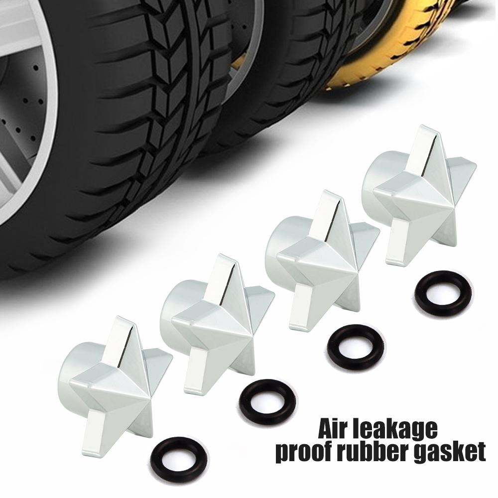4Pcs/Set Tire Stem Valve Caps Universal Pentagram Shaped Wheel Tyre Air Valve Stem Caps Dust Covers Stem Caps1